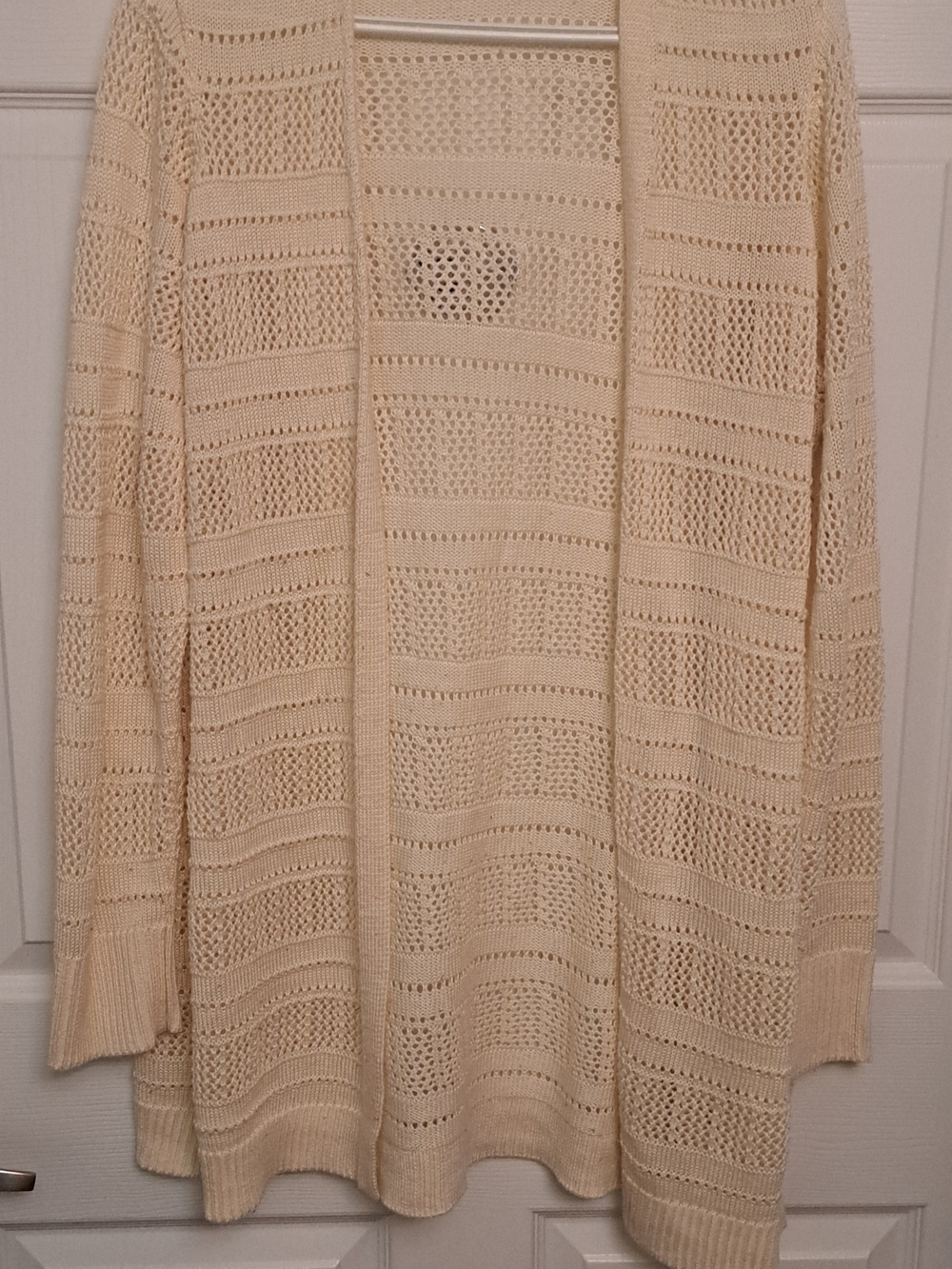 Long Cream Open-Knit Women’s Sweater Cardigan Kismet XL Boho Summer